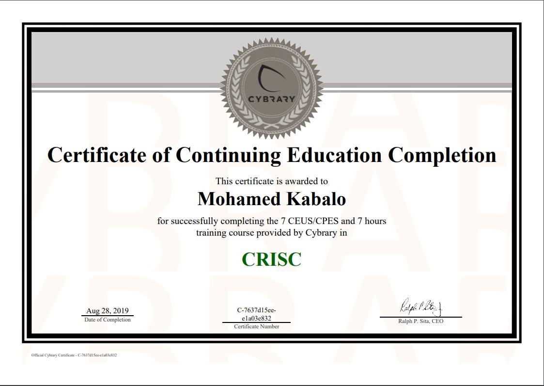 Certified in CRISC